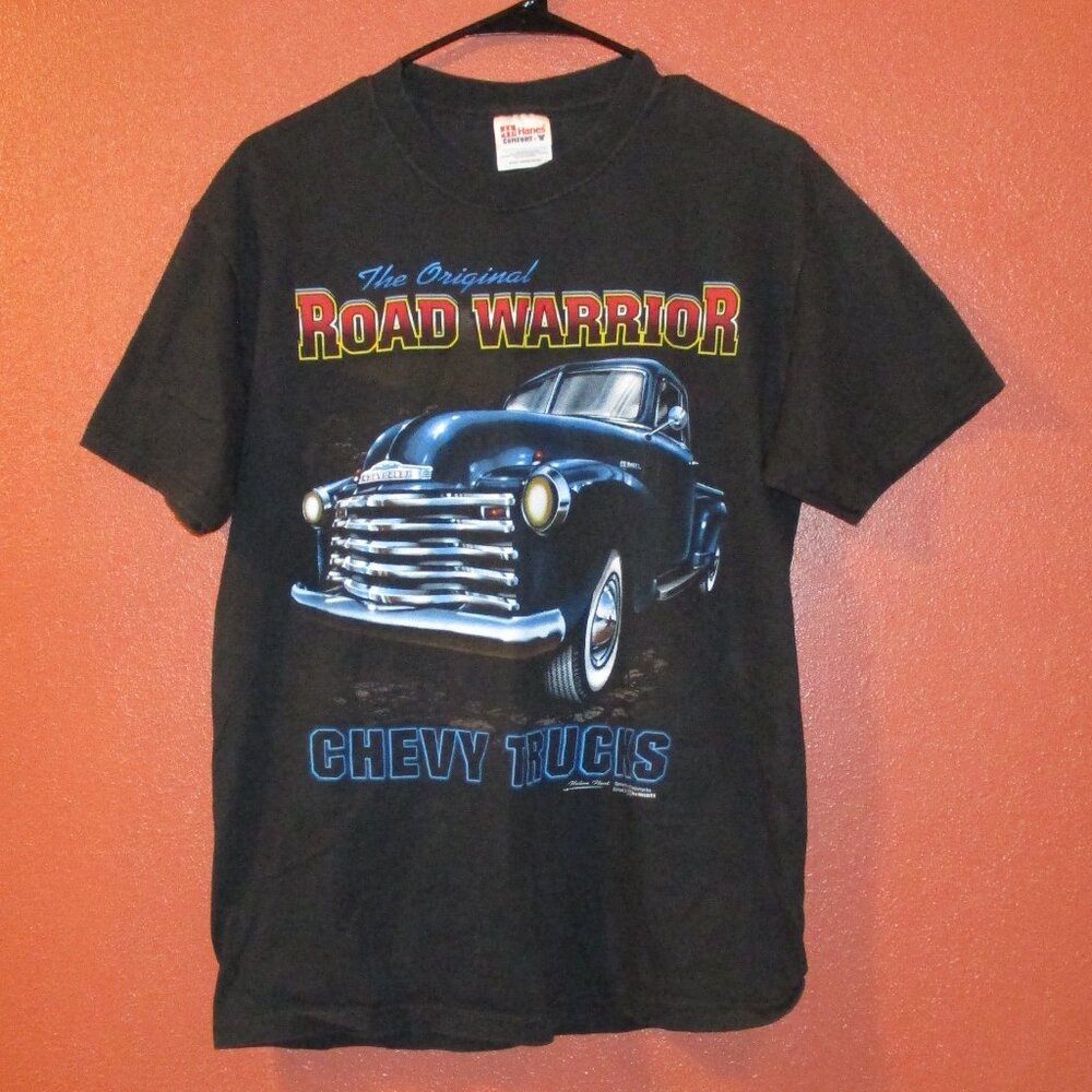Hanes Chevy Truck Shirt Men Medium Black Red Hanes Cotton Helen Hunt Shirt